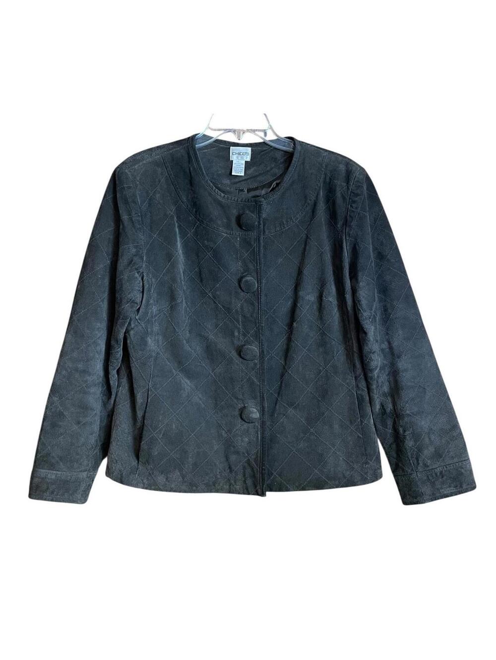 Vintage Chico’s brown suede jacket with snap front large (2)
